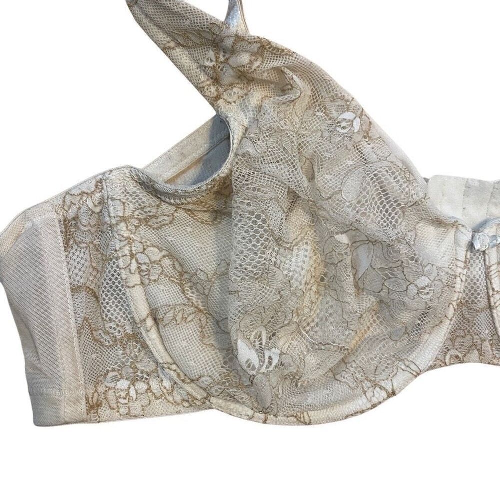 Cacique size 46C lace 4 hook bra cream and tan - Picture 4 of 5